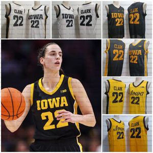 Maglia da basket Clark Iowa Hawkeyes # 22 Caitlin Clark da uomo Maglia da basket gialla universitaria cucita