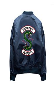 Drop New 2019 Se Thick Riverdale Bomber Giubbotti Army South Side Snake Print Flight Giacca casual da uomo17090068