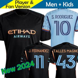 New York City FC 2023 2024 Jerseys de futebol Kid Kit Men 23/24 Camisa de futebol Primária Home NYCFC Sky Blue Away Black TALLES MAGNO FERNANDEZ RODRIGUEZ KEATON Men's