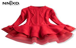 クリスマス冬の秋の女の子のドレス子供服子供のドレスガールズパーティードレス長袖編みセーター幼児の女の子ドレスM7707334