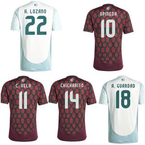 24 Tayland Kalite Copa 2024 Meksika Futbol Formaları Meksika Kit Futbol Gömlek Kırmızı ve Beyaz Futbol Gömlekleri Chicharito Lozano Erkekler ve Çocuk Setleri UNIFORM