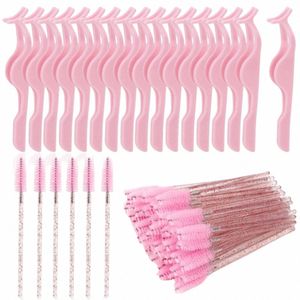 24pcs Plastic Les Forceps Clip False Eyel Extensi Applicator Hair Tweezers 100Pcs Disposable Brushes Mascara Wands Tools C2pQ#