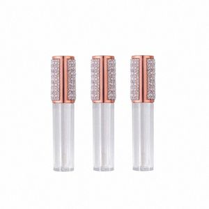 clear Empty Lip Gloss Tube Rose Gold Diamd Lid Round Plastic Cosmetic Packaging Refillable Bottle Lip Glaze Ctainers 50dI#