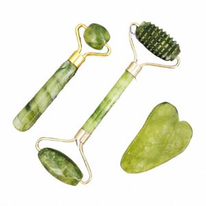 Natural Jade Rolo Massageador para Rosto Rolo Gua Sha Jade Ste Rosto Massageador Anti-rugas Elevador Facial Beleza Ferramentas de Cuidados com a Pele o5cf #