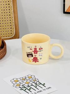 Mugs Cartoon Couple Water Cup High Beauty Ceramic Home Set Mug Gift Handheld Cute Instagram