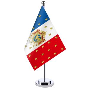 Accessori Mini bandiera della Francia del Premier Empire Francais Banner per riunioni Sala riunioni Supporto da scrivania Bandiera Napoleone Bonaparte Emblema Camera Arredamento per ufficio