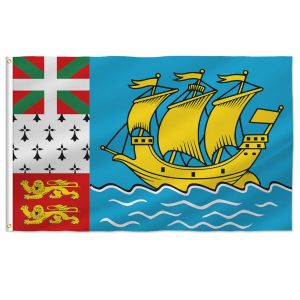 Zubehör PTEROSAUR Flagge von Saint Pierre und Miquelon, 60 x 90 cm, 90 x 150 cm, Flagge mit Messingösen für Zimmer, Boot, Innen- und Außendekoration, Banner