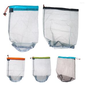 Storage Bags Laundry Cloth Pouch Clothing Organizer Ultralight Drawstring Mesh Stuff Sack Bag For Tavelling Camping Hike Climbing