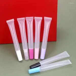 Garrafas de armazenamento atacado 20/50pcs 15ml tubos vazios de brilho labial tubo de batom macio maquiagem espremer recipiente transparente