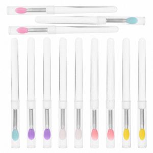 12pcs Silice Lipstick Applicator Wands Covered Lipstick Brush Lip Gloss Brush Woman Makeup Brush c7dp#