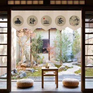 Zasłony nowy chiński styl Zen proporczyk Flag Kurtyna pozioma zasłona herbaciana herbata drzwi głowa dekoracja wisząca kurtyna krótka kurtyna