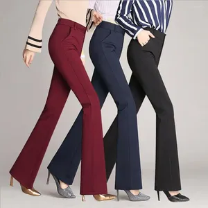 女性のジーンズ締め腹部ストレッチソリッドカラーは簡単に美しい弾性フォーマルな長いオフィスレディズボンを着る