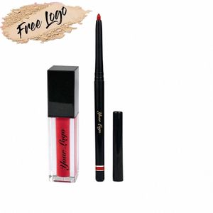 Conjunto de batom líquido de maquiagem de marca própria Vegan Lip Gloss Lip Liner Kit Make Up Set G1d2 #