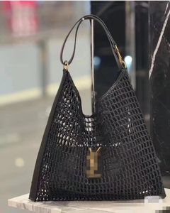 Stilvolle geflochtene Strand-Einkaufstasche, Retro-elegante Umhängetasche, Unterarmtasche, 43 x 33 cm