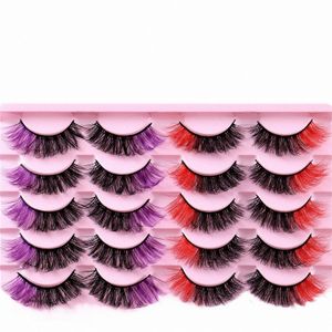 10 Paare Farbe Mink Les Großhandel Fluffy Dramatic Natural Eyeles Extensi Make-up Fake Eyelas o5uK #