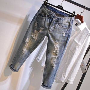 Lose Jeans für Frauen mit zerrissenen Löchern Beggars Frühling 2023 Neue Damenbekleidung Koreanische Version Trendige Harlan-Hose abgeschnitten