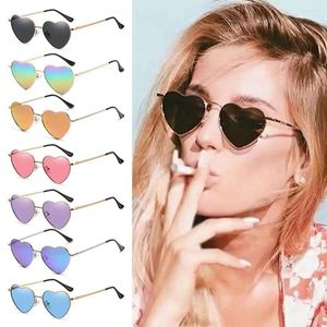 Солнцезащитные очки, модные женские солнцезащитные очки в форме сердца, ретро, в металлической оправе, красочные солнцезащитные очки, милые оттенки, винтажные, 90-е годы
