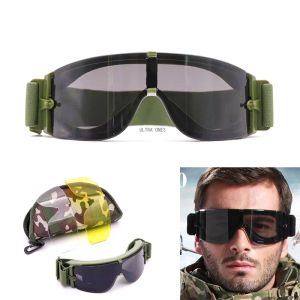 Eyewears Airsoft Tactical Goggles Military Shooting Glasses 3 Replaceable Lenses Windproof Dustproof Cs Paintball Wargame Sunglasses