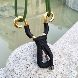 Leather Powerful Alloy Ruber Hunting Slingshot Outdoor Rubber Band Tubing New Shot Bandage Catapult Tactical Disattach Sling Profession Uwew