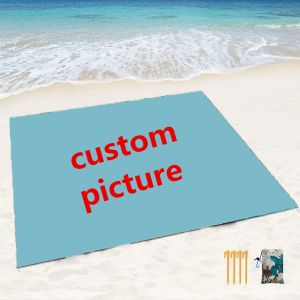 Mat özel plaj battaniyesi, piknik battaniyeleri su geçirmez kum geçirmez, özelleştirilmiş fotoğraf/logo 3d baskılı en iyi hediye hafif plaj mat