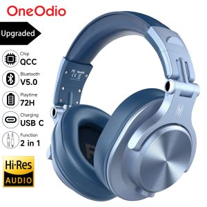 Fones de ouvido Oneodio Upgrade A70 Fones de ouvido sem fio Bluetooth sobre a orelha contrata áudio tipo C fone de ouvido Bluetooth com microfone 72H azul