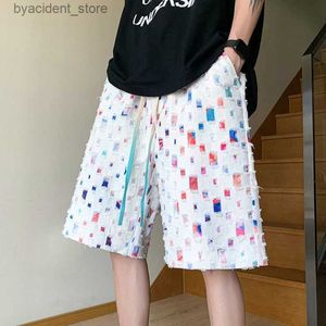 Męskie spodenki 2023 Mężczyźni Summer Shorts swobodne puste wydobycie Unisex Streetwear Short Pants Hip Hop bruści L240320