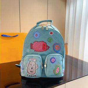 23SS Kadın Lüks Tasarımcı Totes Çantalar Yayoi Kusama Cowhide Deri Klasik Uzay Backpack Pouch Çanta Orijinal Metal Mes BXGB