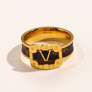 Designer-Ring, 18 Karat vergoldet, luxuriöse Designer-Ringe für Damen und Herren, Buchstaben-Lederringe, modisch, klassisch, Paarringe, Verlobung, trendiges Weihnachtsgeschenk