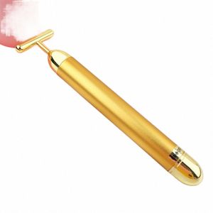 24K Gold Facial Slimming Face Beauty Bar Pulse Firming Face Roller Massager Lift Skin Drawing Wrinkle Vibration Tool Y6t9#
