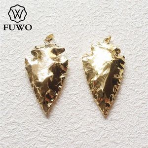 Pendant Necklaces FUWO Carved Golden Plated Arrow Shape Fade Resistant Jewelry Accessories For Necklace/Earrings Making 5Pce/Lot PD163