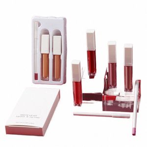 2 Batom Líquido 1 Lip Liner Set Private Label Lip Gloss Bulk Atacado Matte Lip Kit Maquiagem À Prova D 'Água Lg Duradouro Sem Logotipo Z2f3 #