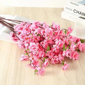 Dekorativa blommor Silk Peach Blossom Branch Cherry Artificial Flower Bedroom Home Jul Decoration Plum Wedding Party Accessories