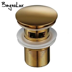 Bagnolux Polished Gold Basin Sink Drainer Corrosion Resistant Lätt att rengöra pop -up -knappen rund hål badrum el dränering 240311