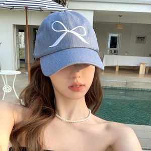 韓国のかわいい弓の刺繍野球帽の男性春と夏のファッション多目的な甘い女性の帽子240311
