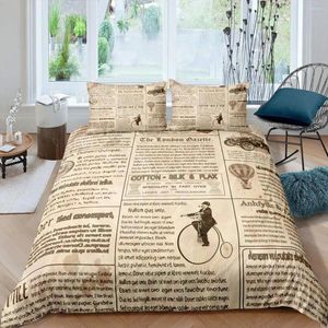 Bedding Sets Old Spaper Duvet Cover Set Kid Air Balloon Comforter Retro Truck Microfiber Bicycle Vintage Quilt