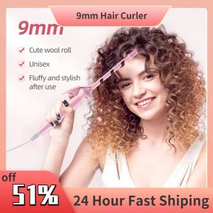 Irons Mini Curling Iron 9mm Professional Hair Curler Ceramic Curls Wand Small Salon Styling Tools Long Lasting Curly Hair Roll EU Plug