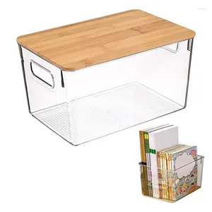 Storage Bottles Pantry Organizer Box Clear Fridge Organizers For Kitchen Cosmetic Jewelry With Wooden Lid Stackable