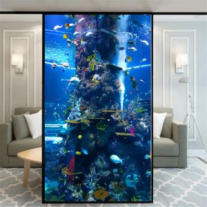 أفلام خصوصية نافذة فيلم Aquarium Pattern الزجاج الزخرفي الذي يغطي Noglue Static Cling ملصقات النافذة المتجمد لديكور المنزل