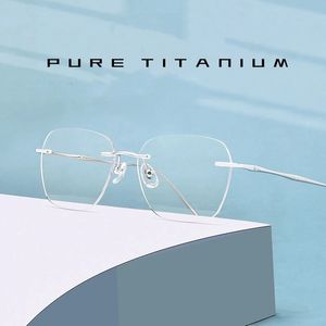 Katkani Ultralight Fashion Luxury Frameless Glasses Retro Pure Optical Recept Rimless för män och kvinnor 240322