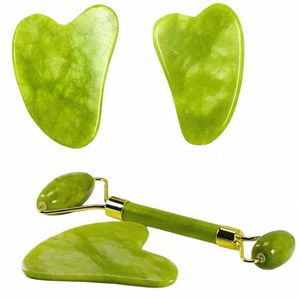 Naturalny jadei gua sha sha desca twarz masażer twarzy gua meridian mięśnia relakatyczne skórę podnoszenie twarzy cienkie gwaję skrobak n9np#