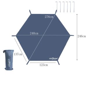Mat 320 * 268cm Square Sun / Rain Canopy Hexagon 334 * 300cm 4/6 Pcs Beach Pad Gray Ground Cloth PU2000mm Picnic Mat