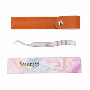 FUNMIX HIGH PRECISI 3D STAINL STEANL STEAL VOLUME YEABROW TWEEZER WALDEYEELES EXTENSI THEEZERS with Leather Case Makeup Tool I5UZ＃