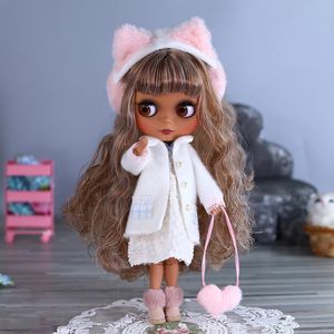 Icy DBS Blyth Doll 16 Joint 30cm Black Skin Matte Face Fashion Set Doll BJD Toy Gift 240315