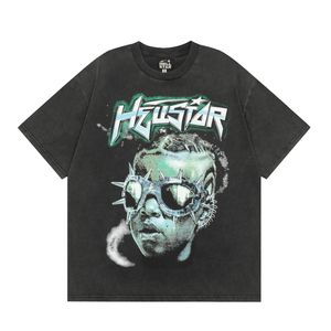 T-Shirt, Designer-T-Shirts, Grafik-T-Shirts, Kleidung, Hellstar-Kleidung, Hipster, gewaschener Stoff, Straßengraffiti, Schriftzug, Foliendruck, Vintage-Schwarz, lockere Passform, Übergröße L6