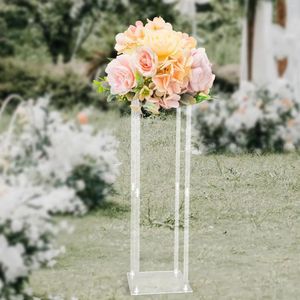 Vases 10x10" Clear Crystal Chains Column Geometric Rack Party Acrylic Floor Stand Wedding Centerpiece Backdrop Flower Vase Decor