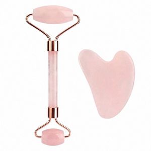 2024 New Anti Aging Jade Ste Massage Set Gua Sha Rose Quartz Jade Face Roller Facial Energy Slimming Tool q4uX#