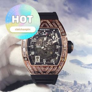 RM Holwatch Zaman Yeri Serisi Gül Altın Arka Seti T Diamond RM010 Tarih Ekran Tamamen İçi Boş Çıkış