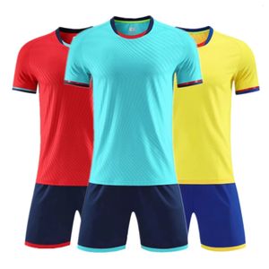 フットボールジャージー半袖サッカートラックスーツメンボーイユニフォームカスタム服セットDIYアダルトキッズスポーツウェアチーム240312