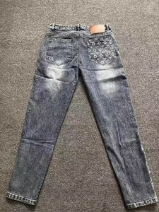 Mens denim designer new gray denim pants stretch fit denim pants cotton pants washed straight leg casual retro street wear casual sports pants jogging pants