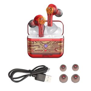 Earphones Earbuds Wireless Earphones Adjustable Rechargeable Bluetoothcompatible V5 0 Sports Headphones Transparent Red